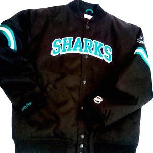 San Jose Sharks XL rare jacket Mitchell Ness satin deadstock NHL SJ Sharks